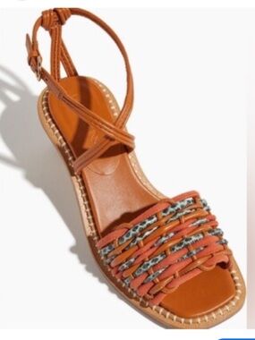 NEW ULLA JOHNSON Ilana Woven Mixed Leather Ankle-Strap Sandals